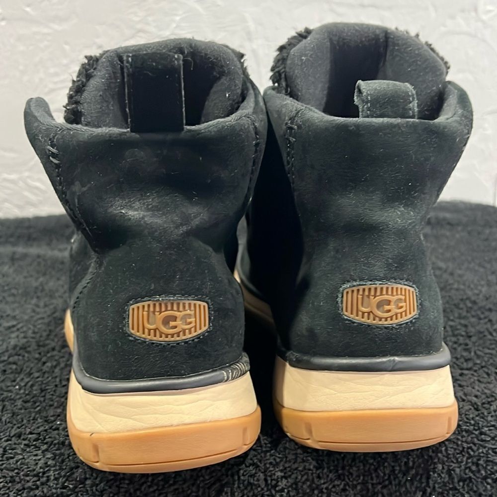 🔥 UGG LAKESIDER HERITAGE MID SHOES SNEAKER BOOTS Black Suede Sherpa Women Sz 12 - Picture 8 of 12
